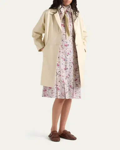 Prada Floral Silk Scarf-Neck Midi Dress | Thumbnail 2 Prada Floral Silk Scarf-Neck Midi Dress | Thumbnail 2