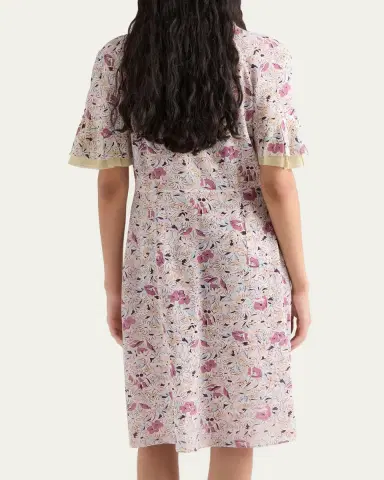 Prada Floral Silk Scarf-Neck Midi Dress | Thumbnail 3 Prada Floral Silk Scarf-Neck Midi Dress | Thumbnail 3