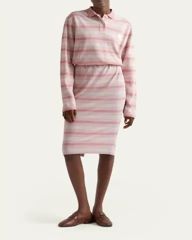 Prada Striped Pique Long-Sleeve Polo Shirt | Thumbnail 2 Prada Striped Pique Long-Sleeve Polo Shirt | Thumbnail 2