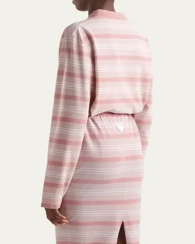 Prada Striped Pique Long-Sleeve Polo Shirt | Thumbnail 3 Prada Striped Pique Long-Sleeve Polo Shirt | Thumbnail 3
