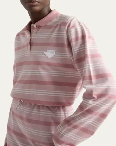 Prada Striped Pique Long-Sleeve Polo Shirt | Thumbnail 4 Prada Striped Pique Long-Sleeve Polo Shirt | Thumbnail 4