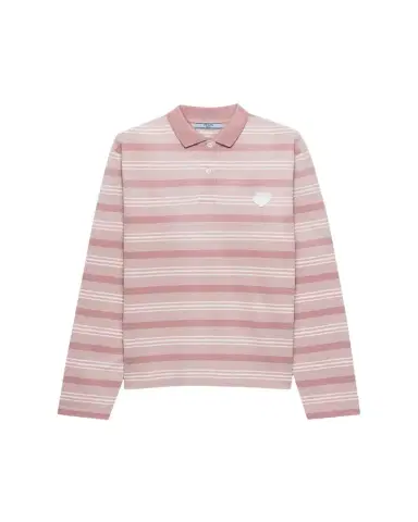 Prada Striped Pique Long-Sleeve Polo Shirt | Thumbnail 1 Prada Striped Pique Long-Sleeve Polo Shirt | Thumbnail 1