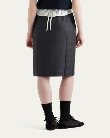 Prada Wool Check Midi Skirt | Thumbnail 3