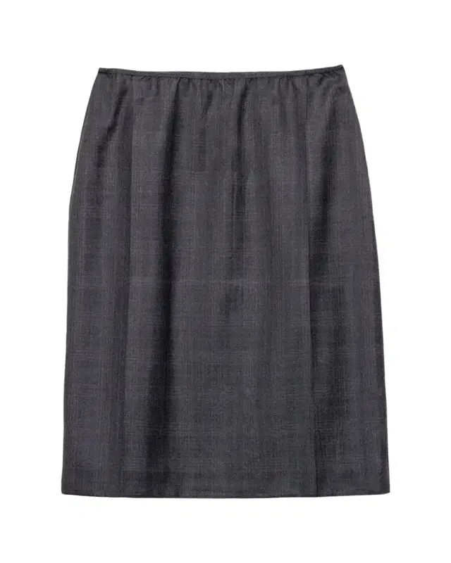 Wool Check Midi Skirt