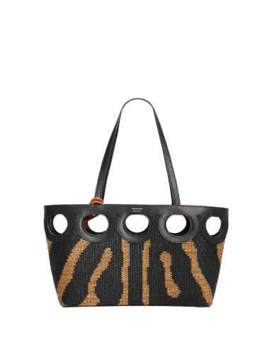 Ferragamo Gancini Outline Tote Bag in Raffia and Leather | Thumbnail 1 Ferragamo Gancini Outline Tote Bag in Raffia and Leather | Thumbnail 1