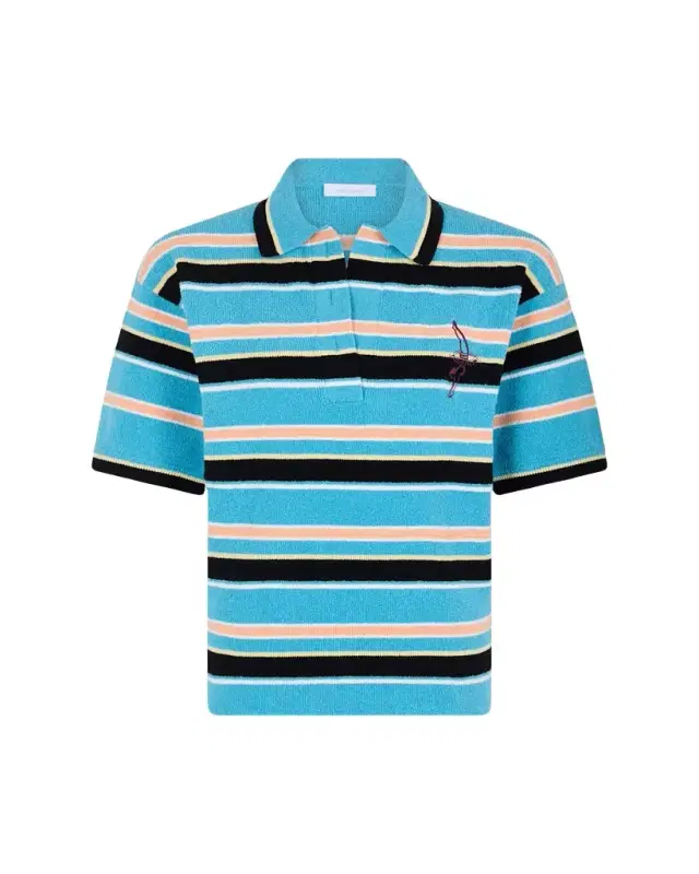 Stripe Towelling Polo Shirt