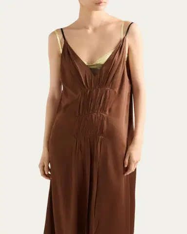 Prada Satin Crepe Midi Slip Dress | Thumbnail 4 Prada Satin Crepe Midi Slip Dress | Thumbnail 4