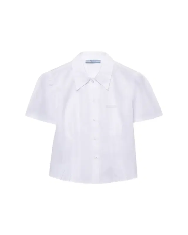 Prada Pleated Cotton Short-Sleeve Polo Top