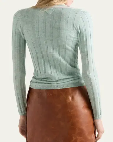Prada Ribbed Cashmere Silk Cardigan | Thumbnail 3 Prada Ribbed Cashmere Silk Cardigan | Thumbnail 3