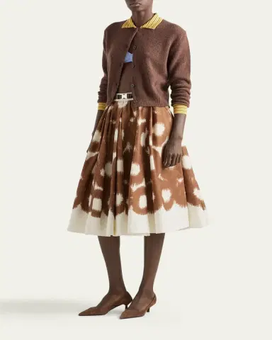 Prada Abstract-Print Canvas Pleated A-Line Skirt | Thumbnail 2 Prada Abstract-Print Canvas Pleated A-Line Skirt | Thumbnail 2