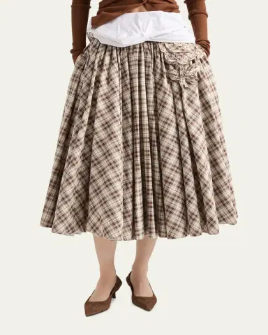 Prada Embroidered Check Cotton Poplin Midi Dress | Thumbnail 4 Prada Embroidered Check Cotton Poplin Midi Dress | Thumbnail 4