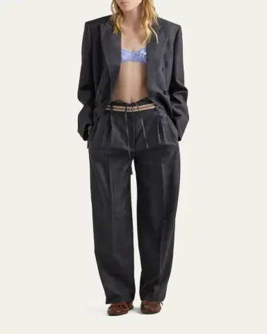 Prada Belted Checked Wool Double-Breasted Jacket | Thumbnail 2 Prada Belted Checked Wool Double-Breasted Jacket | Thumbnail 2