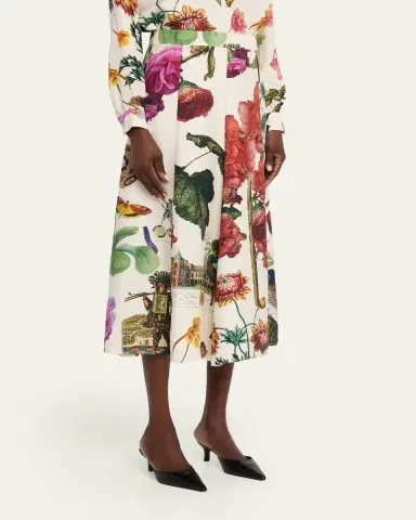 Libertine Hollyhock Silk Midi Tulip Skirt | Thumbnail 4
