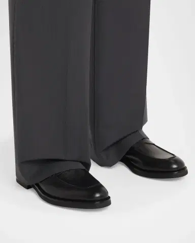 Ferragamo Men's Hammered Leather Penny Loafers | Thumbnail 2