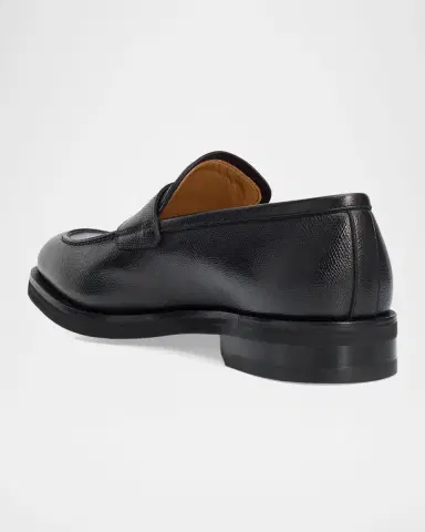 Ferragamo Men's Hammered Leather Penny Loafers | Thumbnail 4