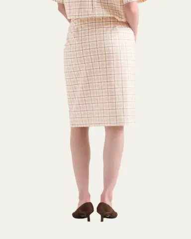 Prada Cotton Check Drawstring Pencil Skirt | Thumbnail 3 Prada Cotton Check Drawstring Pencil Skirt | Thumbnail 3