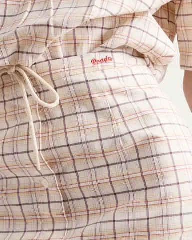 Prada Cotton Check Drawstring Pencil Skirt | Thumbnail 5 Prada Cotton Check Drawstring Pencil Skirt | Thumbnail 5
