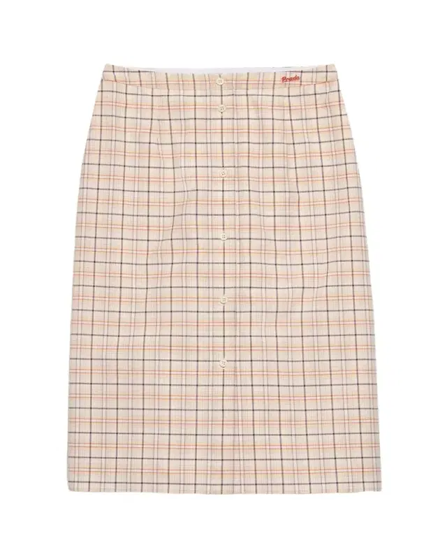 Cotton Check Drawstring Pencil Skirt