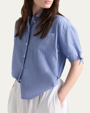 Prada Puff-Sleeve Cotton Button-Down Top | Thumbnail 4 Prada Puff-Sleeve Cotton Button-Down Top | Thumbnail 4