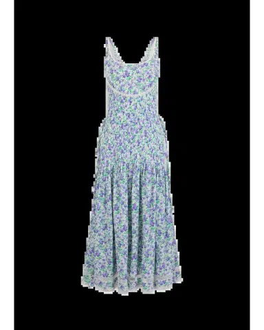 Rabanne Floral Pleated Silk Crepe Sleeveless Midi Dress | Thumbnail 2