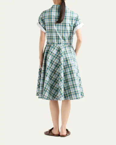Prada Embroidered Checked Cotton Midi Polo Dress | Thumbnail 3 Prada Embroidered Checked Cotton Midi Polo Dress | Thumbnail 3