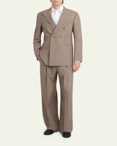 Valentino Garavani Men's Double-Pleated Wool Trousers | Thumbnail 2