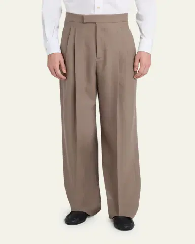 Valentino Garavani Men's Double-Pleated Wool Trousers | Thumbnail 4