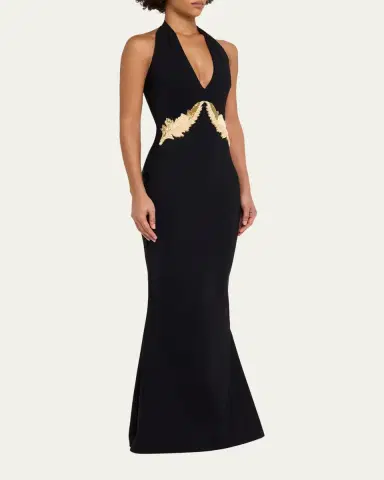 Chiara Boni La Petite Robe Yanar Beaded Mermaid Halter Gown | Thumbnail 4 Chiara Boni La Petite Robe Yanar Beaded Mermaid Halter Gown | Thumbnail 4