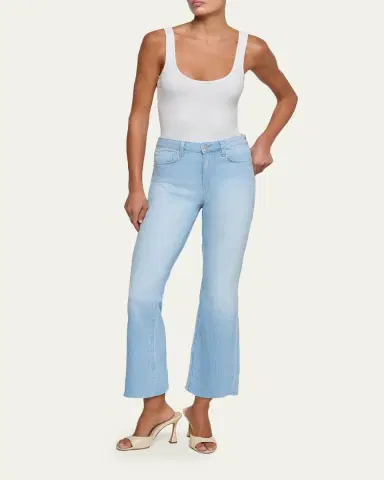 L'Agence Kendra High-Rise Crop Flare Jeans with Raw Hem | Thumbnail 2 L'Agence Kendra High-Rise Crop Flare Jeans with Raw Hem | Thumbnail 2