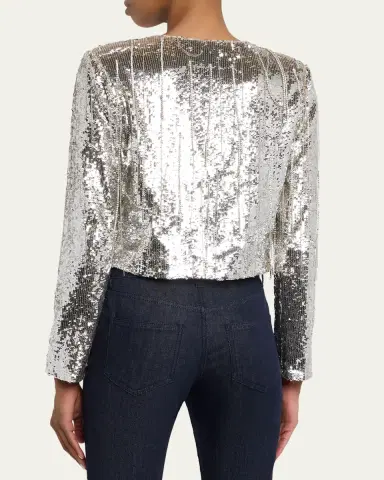 Ramy Brook Sapphire Cropped Sequin Jacket | Thumbnail 3 Ramy Brook Sapphire Cropped Sequin Jacket | Thumbnail 3