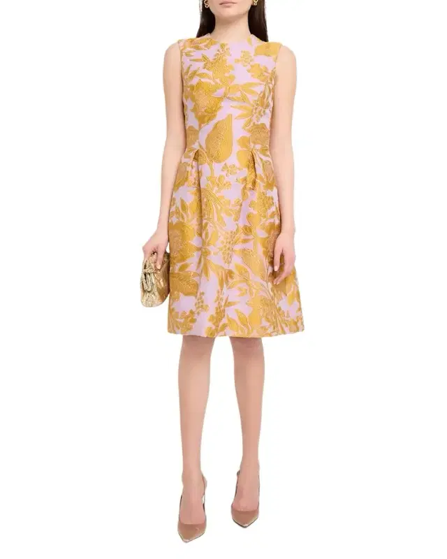 Lela Rose Floral Fil Coupe Off-The-Shoulder Gown