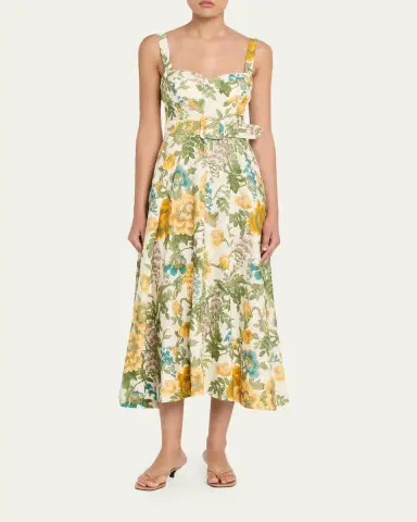 Cara Cara Calypso Floral Linen Midi Dress | Thumbnail 2 Cara Cara Calypso Floral Linen Midi Dress | Thumbnail 2