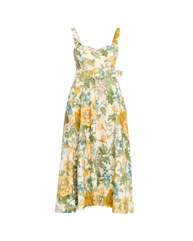Cara Cara Calypso Floral Linen Midi Dress