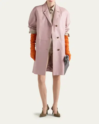 Prada Nappa Leather Single-Breasted Long Coat | Thumbnail 2 Prada Nappa Leather Single-Breasted Long Coat | Thumbnail 2