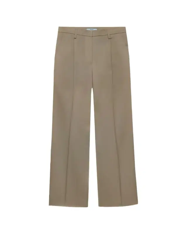 Pleated Cotton Twill Straight-Leg Trousers