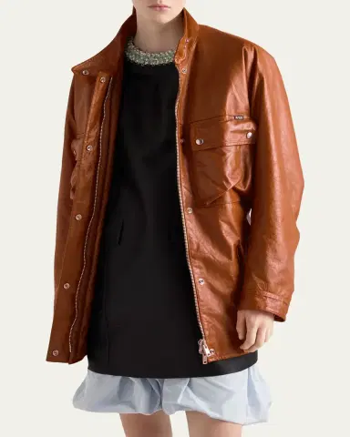 Prada Vitello Leather Old Utility Jacket | Thumbnail 4