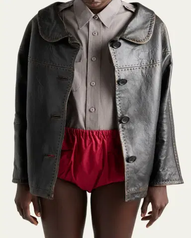 Prada Nappa Leather Single-Breasted Jacket | Thumbnail 4 Prada Nappa Leather Single-Breasted Jacket | Thumbnail 4