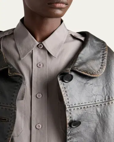 Prada Nappa Leather Single-Breasted Jacket | Thumbnail 5 Prada Nappa Leather Single-Breasted Jacket | Thumbnail 5