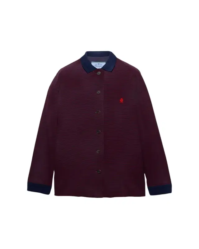 Striped Cotton Pique Shirt Jacket