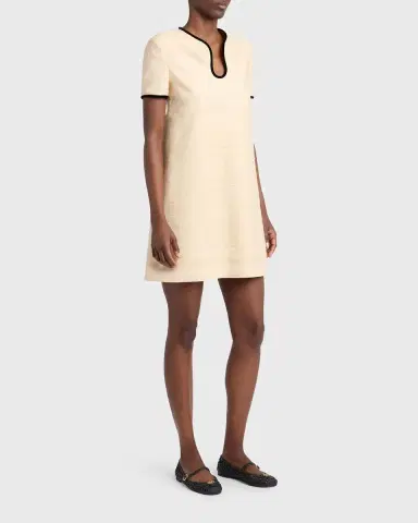 Valentino Garavani Woven Silk Short-Sleeve Mini Dress | Thumbnail 3 Valentino Garavani Woven Silk Short-Sleeve Mini Dress | Thumbnail 3