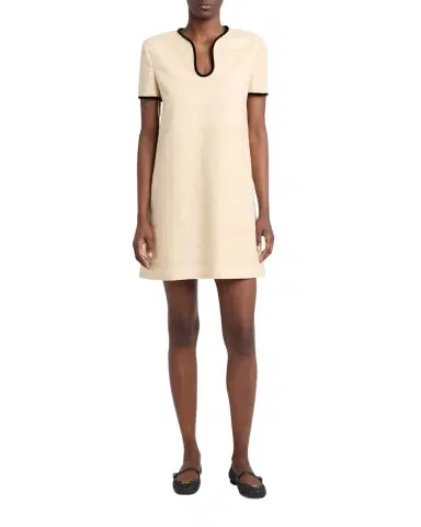 Valentino Garavani Woven Silk Short-Sleeve Mini Dress | Thumbnail 1 Valentino Garavani Woven Silk Short-Sleeve Mini Dress | Thumbnail 1