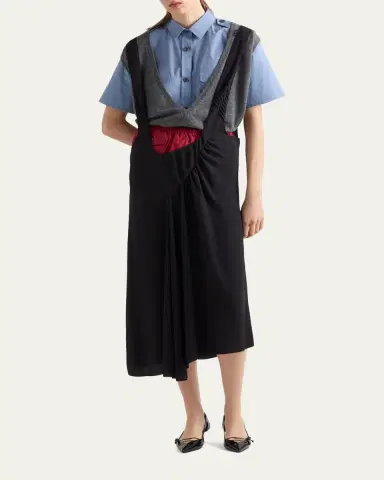 Prada Gathered Sable Midi Suspender Skirt | Thumbnail 2 Prada Gathered Sable Midi Suspender Skirt | Thumbnail 2