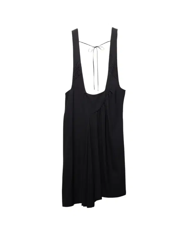 Prada Gathered Sable Midi Suspender Skirt