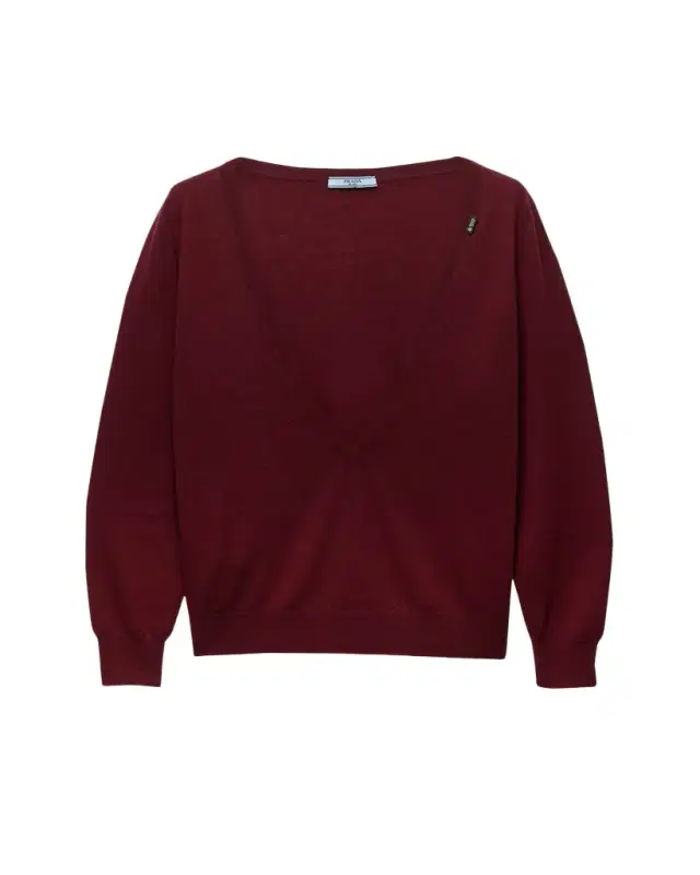 Prada Cashmere Plunigng V-Neck Sweater