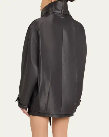 Grace Ling Belted Collar Striped Wool Oversized Jacket | Thumbnail 3 Grace Ling Belted Collar Striped Wool Oversized Jacket | Thumbnail 3