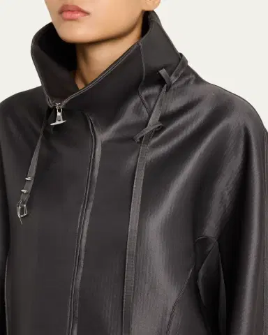 Grace Ling Belted Collar Striped Wool Oversized Jacket | Thumbnail 5 Grace Ling Belted Collar Striped Wool Oversized Jacket | Thumbnail 5
