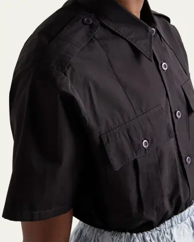 Prada Short-Sleeve Cotton Utility Shirt | Thumbnail 5
