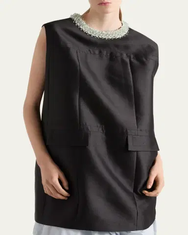 Prada Beaded Shantung Silk Mini Dress | Thumbnail 4 Prada Beaded Shantung Silk Mini Dress | Thumbnail 4