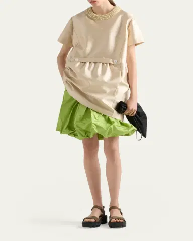 Prada Beaded Gazar Silk Short-Sleeve Mini Dress | Thumbnail 2 Prada Beaded Gazar Silk Short-Sleeve Mini Dress | Thumbnail 2
