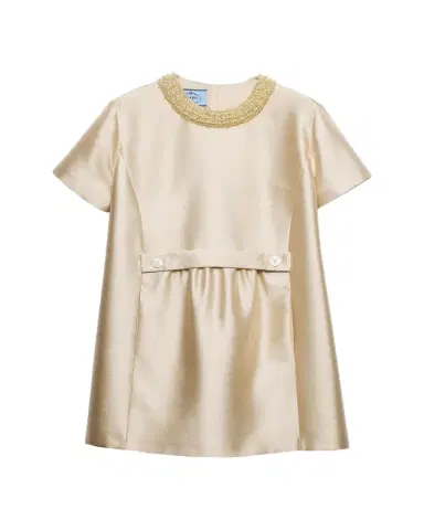 Prada Beaded Gazar Silk Short-Sleeve Mini Dress | Thumbnail 1 Prada Beaded Gazar Silk Short-Sleeve Mini Dress | Thumbnail 1